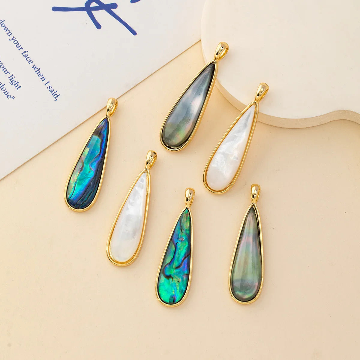 Diy Jewelry Accessories Abalone Shellfish White Black Water Drop Teardrop Rainbow Abalone Shell Pendant