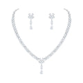 Weiman Classic Style Cubic Zirconia Jewelry Set Rhodium Silver Plated for Bridal Wedding Prom Christmas Party Engagement