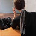Chinese Bridal Headdress Braided Ponytail Clip Hair Accessories Glittering Diamond Tassel Head Chain for Women Girls