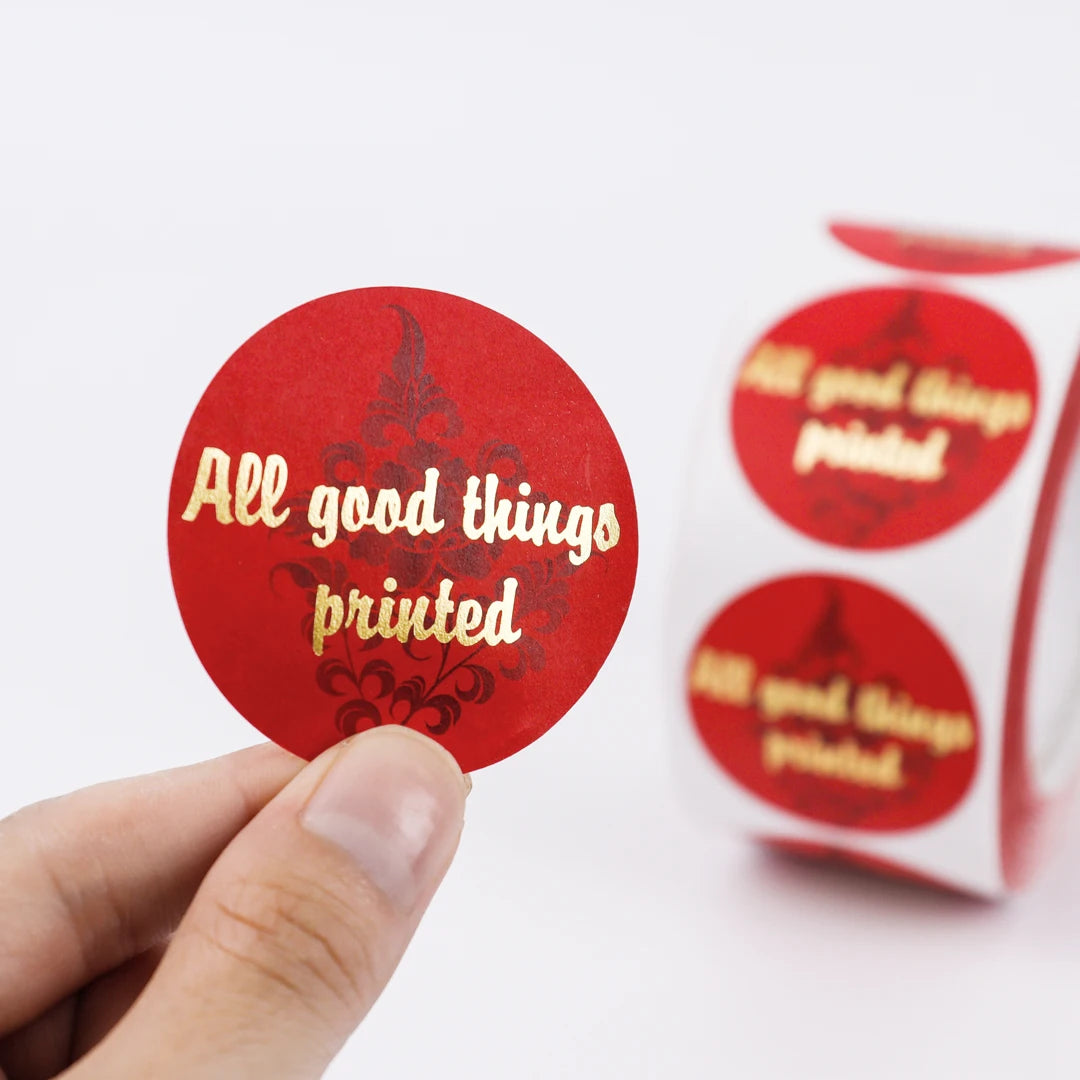 Custom Metallic Round Sticker Rose Gold Foil Logo Transparent Label Sticker Printing