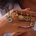 Personality Hip Hop Eye Pendant Jewelry Weight Color Glaze Design Diamond Stainless Steel Necklace