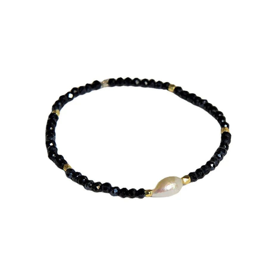 Wholesale Natural Stretch Freshwater Pearl Gemstone Healing Bead Bangles Glass Fashion Jewelry for Women Crystal Bead Bracelet