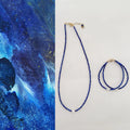 Handmade Royal Blue Lapis Lazio 18K Gold Plated Jewelry Set 2mm Thin Chain Bracelet Necklace Choker Collarbone Main Brass