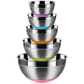 Non Slip Colorful Silicone Bottom Nesting Storage Stainless Steel Mixing Bowls for Serving