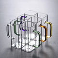 380ml Square Glass Mug Breakfast Milk Coffee Cup Microwave Safe Transparent Party Beer Mug Coffee Mug Drinkware Glass