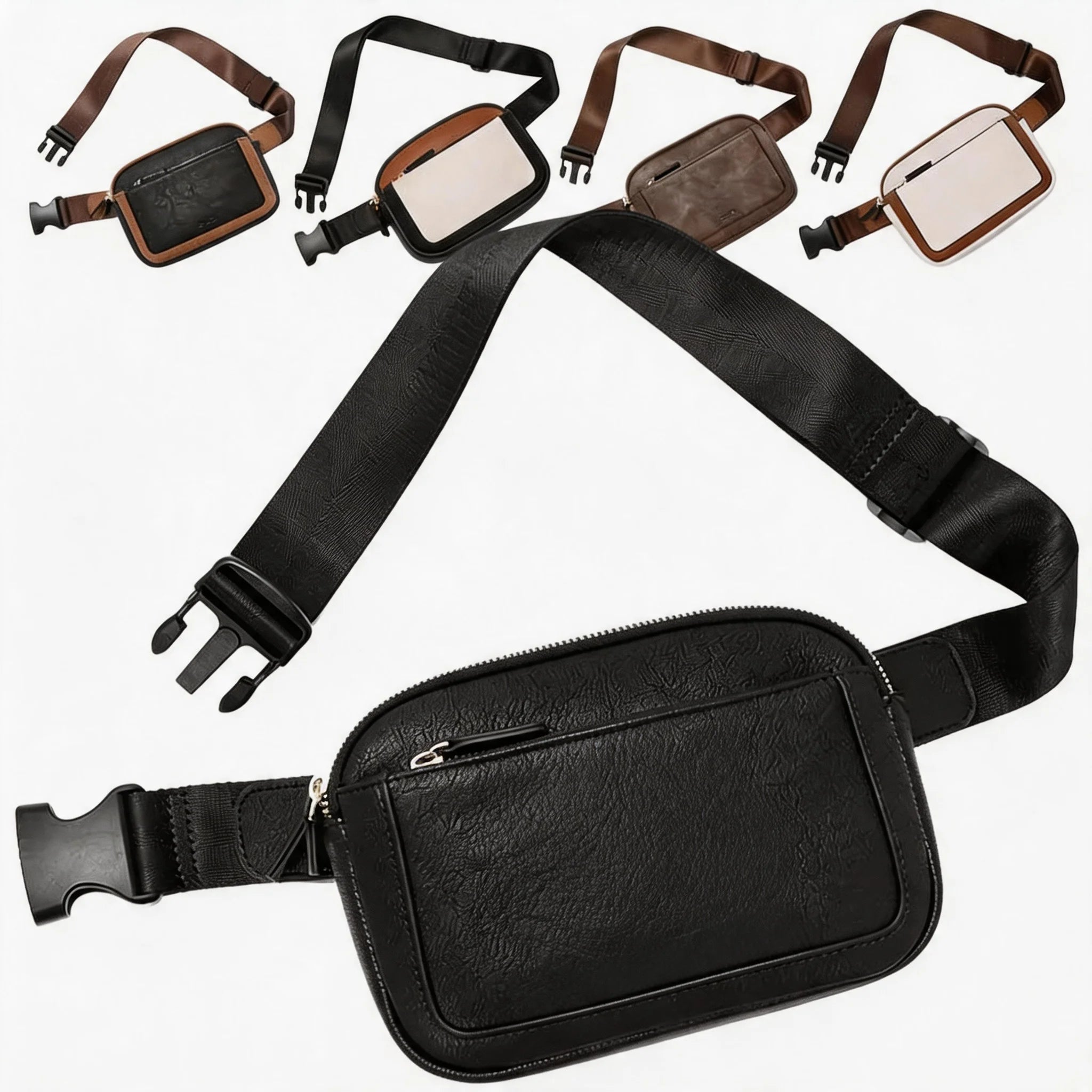 Wholesale Adjustable Crossbody Fanny Pack Unisex Waterproof Chester Bag Custom PU Leather Waist Bag With Logo