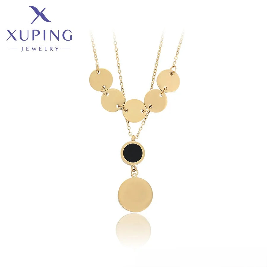 A00902945 XUPING JEWELRY 14K Gold Color Ancient Stainless Steel Gold Plated Custom Name Couple Necklace