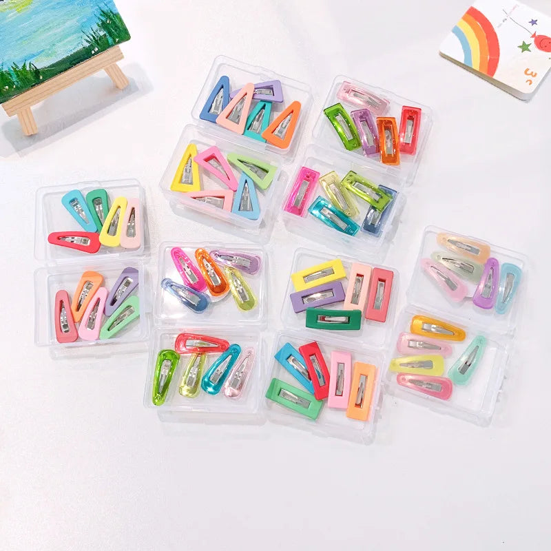 Hot Sell Kids Christmas Hair Accessories Jelly Solid Color Rectangle Water Drop Hairpin  Clips 2022 Hair Clips Sets for  Girls