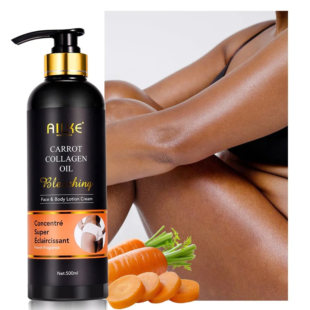 Private Label AILKE Collagen Carrot Oil Body Lotion Whitening Moisturizing Permanent Bleaching Face Cream & Lotion (new)