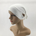 2021 NEW Breathable Ear Hole Inner Hijabs Stretchy Cotton Jersey Muslim Turban Hat Women Scarf Caps Islam Head Wraps Underscarf