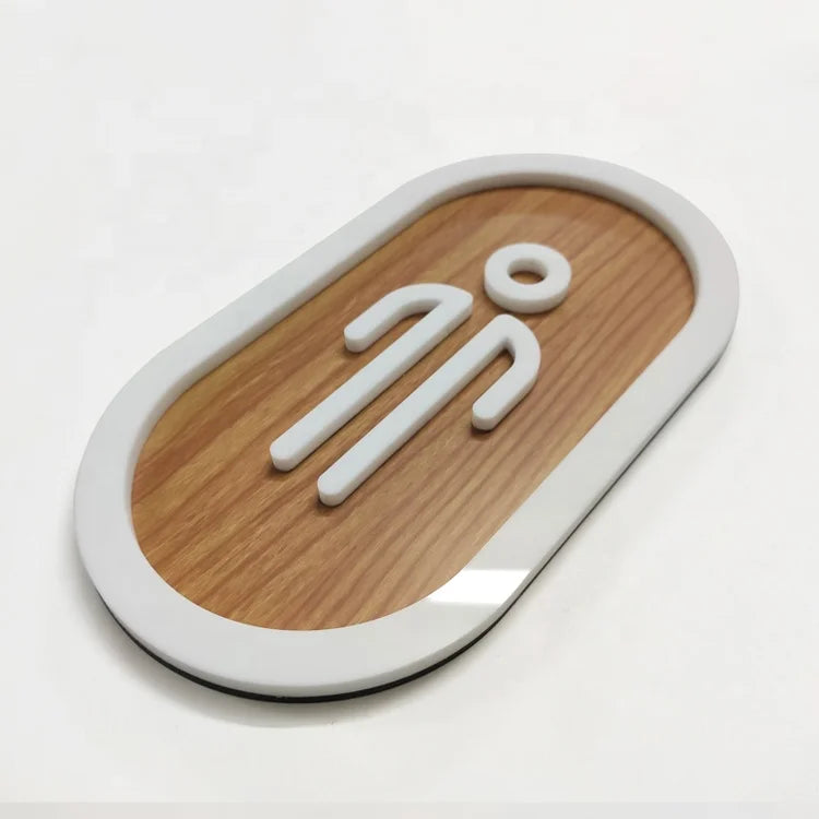 JAGUARSIGN Manufacturer Custom Acrylic Toilet Plates Men and Woman Restroom Sign Wood Grain
