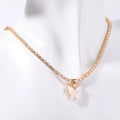 IVIAPRO New Trendy 18K Gold Plated Stainless Steel Cubic Zirconia Tennis Chain Butterfly Pendant Necklace for Women
