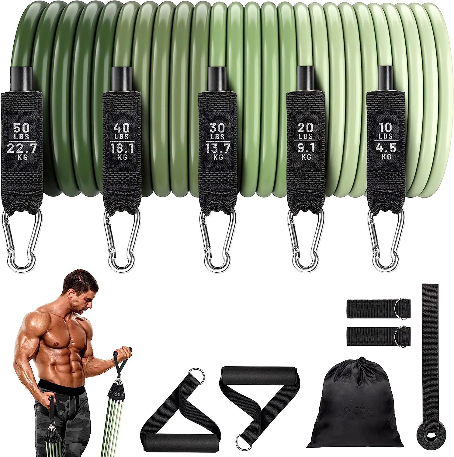 Direct Factory Custom Logo Durable TPE Resistance Bands Gym 11 Piece Gradient Color Set One Size Fitness Power Exercise Bands