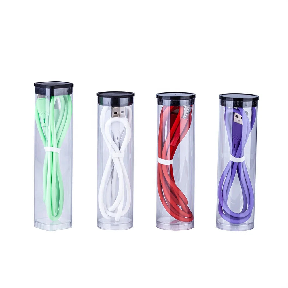 Best Selling Transparent Plastic Cylinder Packaging Tube with Screen Printing Reusable CE Certified for USB Cable Storage