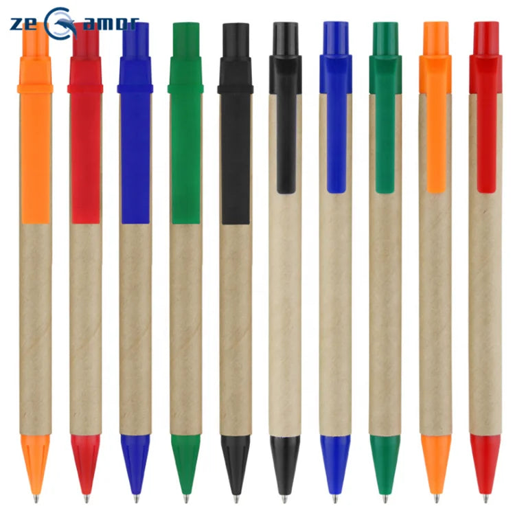 Cheap Pluma Promotional logo Customized Eco Friendly Rolling Paper Ballpoint Pen