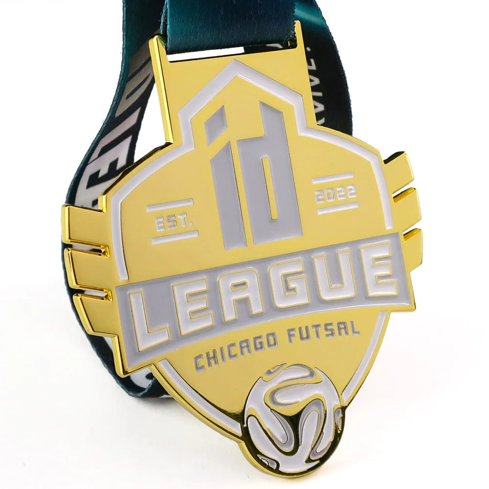 Custom Logo Gold Round Medallion Soft Enamel Football Award Champions Medal Sport Soccer Medals and Trophies