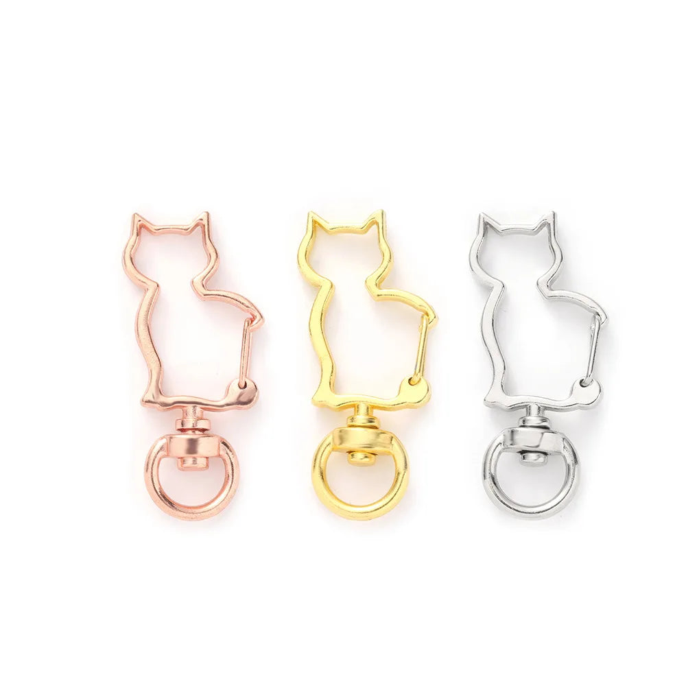 Wholesale DIY Keychain Accessories Anime Cat Head Snap Dog Hook Zinc Alloy Metal Key Chain