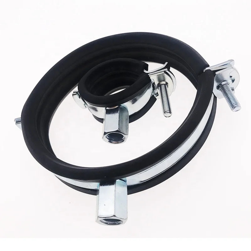 M8 Metal Rubber Brake Pipe Clamp Cast Iron Pipe Clamp with Inch and Metric Measurement System Supports Pipe