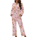 Fall Winter Women's Pajama Sets 2024 Long Sleeve Elegant Comfortable Soft Sleepwear Pink Color Stylish ODM/OEM Support Vivid