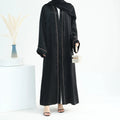 Wholesale Modest Open Abaya With Diamond Luxury Abaya Femmes Robe Musulmane Solid Color Muslim Women Abaya
