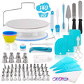 GeQing 140pcs Eco-Friendly Cake Decorating Tip Sets Cake Turntable Stand Tulip Pastry Nozzles Confectionery Bag Baking Tools