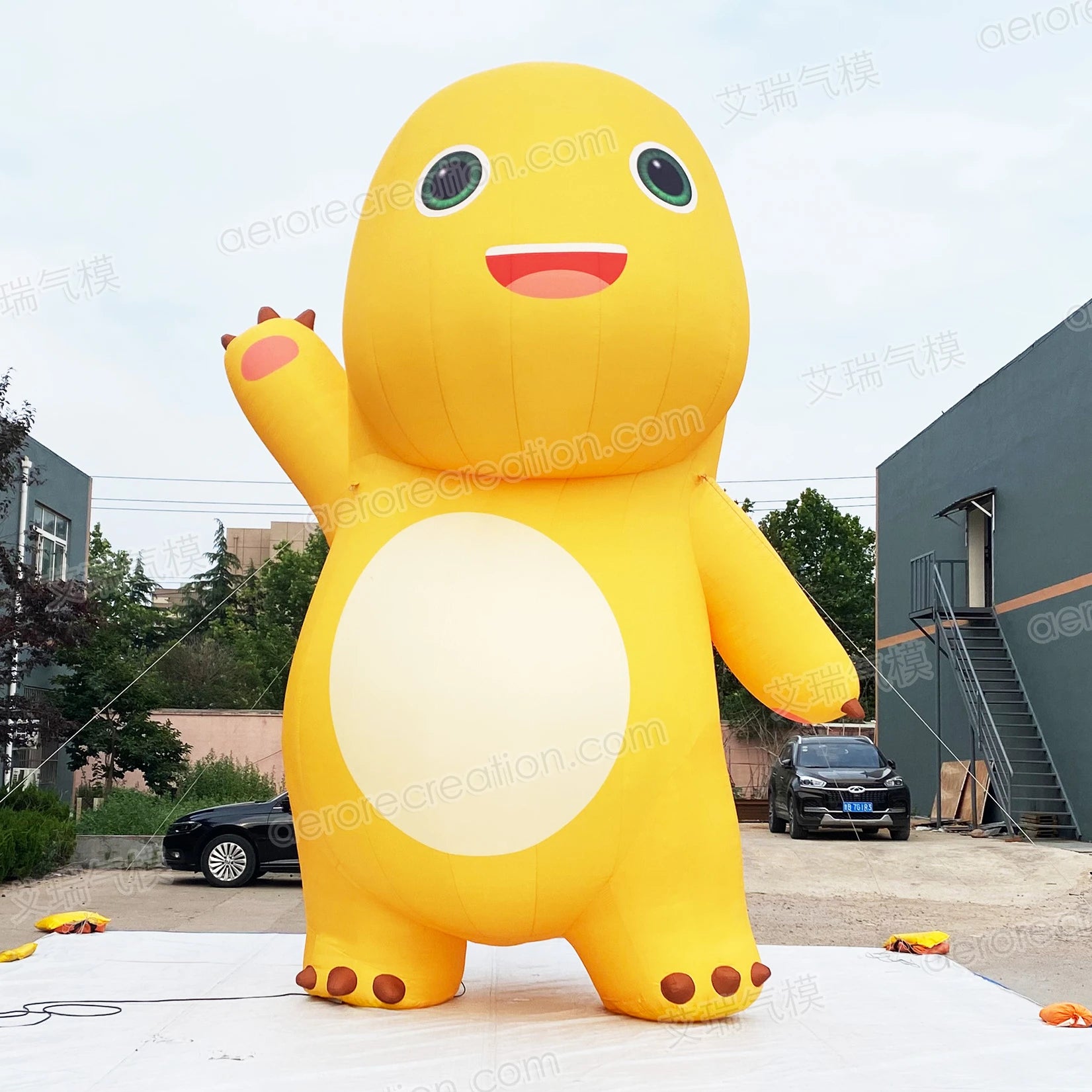 Aero High 6m Giant Custom Advertising Cute Yellow Inflatable Dragon
