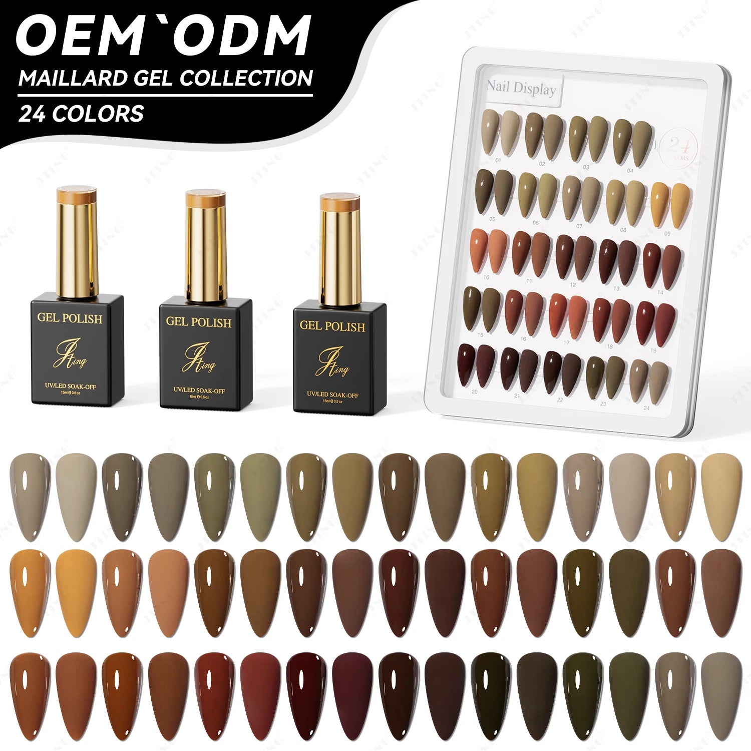 JTING New Arrival Professional 24colors Maillard Nail Gel Polish Collection Free Design ODM/OEM Private Unique Brand Bottle