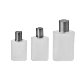 Hot Selling 30/50/100ml Matte Frosted Square Glass Perfume Bottle with Silver Cap Empty Pump Sprayer for Fragrances