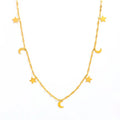 Joolim 18k PVD Gold Plated Lip Chain Moon Star Tassel Pendant Stainless Steel Necklace Trendy Jewelry