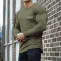 Muscle Fit Men Shirts Sport Clothing Wholesale Customize Tight Fitness Wear Man Pure Color Bodybuilding Gym Long Sleeve Shirt