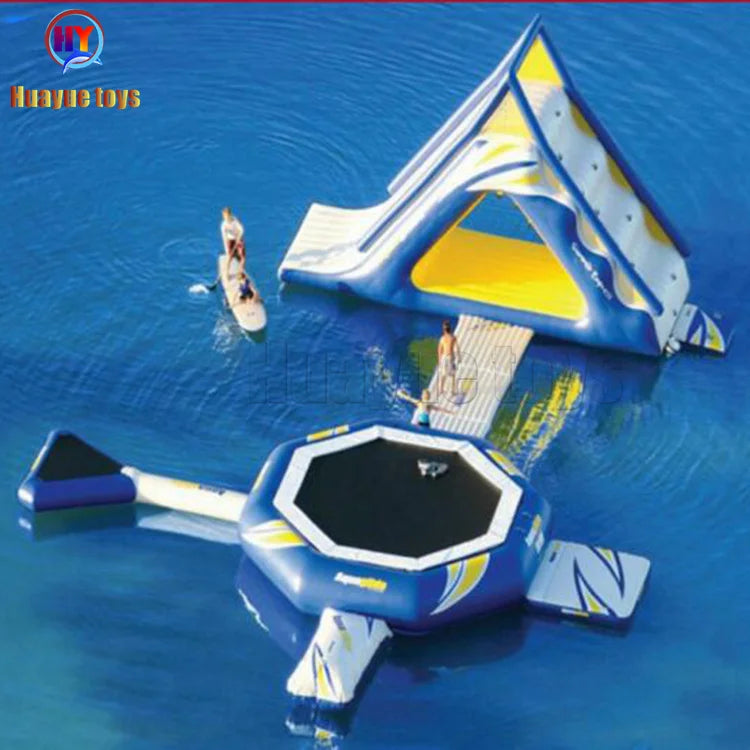 Small Mini Inflatable Floating Slide and Trampoline Inflatable Water Park