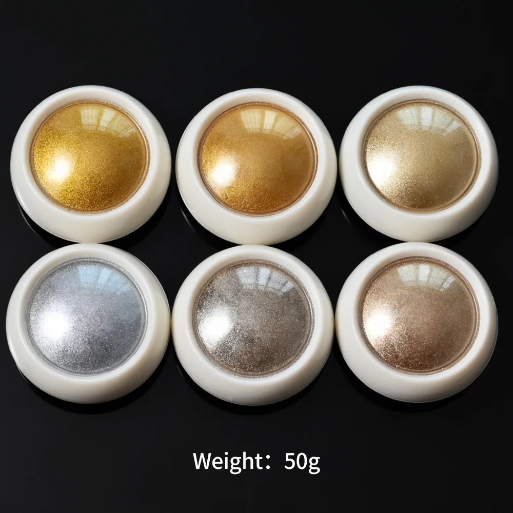6Pcs/set Gold Silver Metallic Mirror Nail Powder Solid Effect Nail Chrome UV Gel Polish Holographic Aurora Nail Pigment Dust Kit