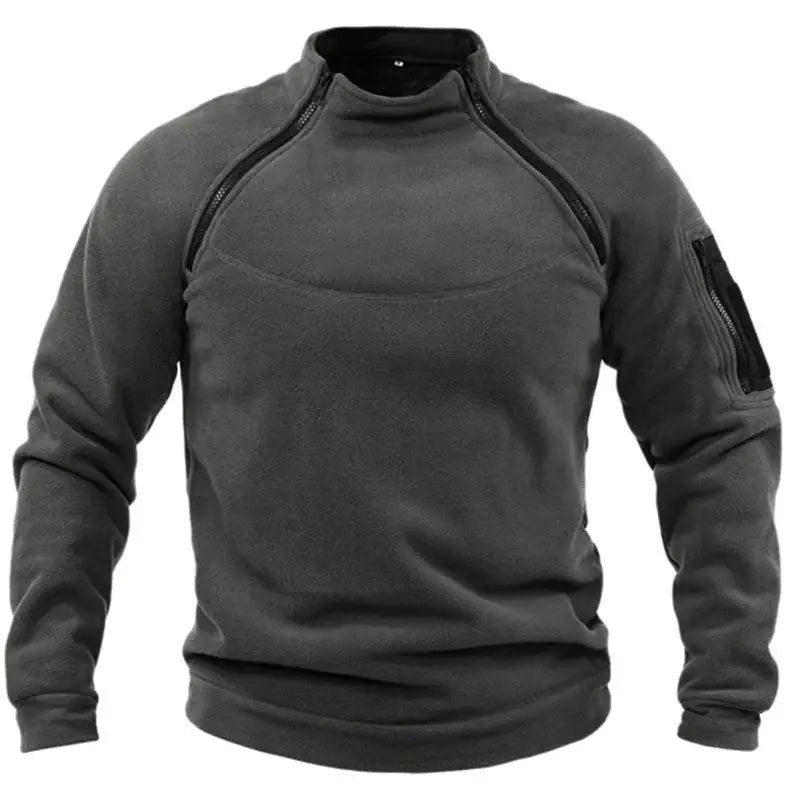 Stand Collar Men's Hoodie Spring and Autumn Loose Solid Color Outdoor Warm Breathable Tactical Men's Coat