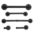Industrial Style Plumbing Bronze 5 Pieces Bathroom Accessories Set with Paper Holder