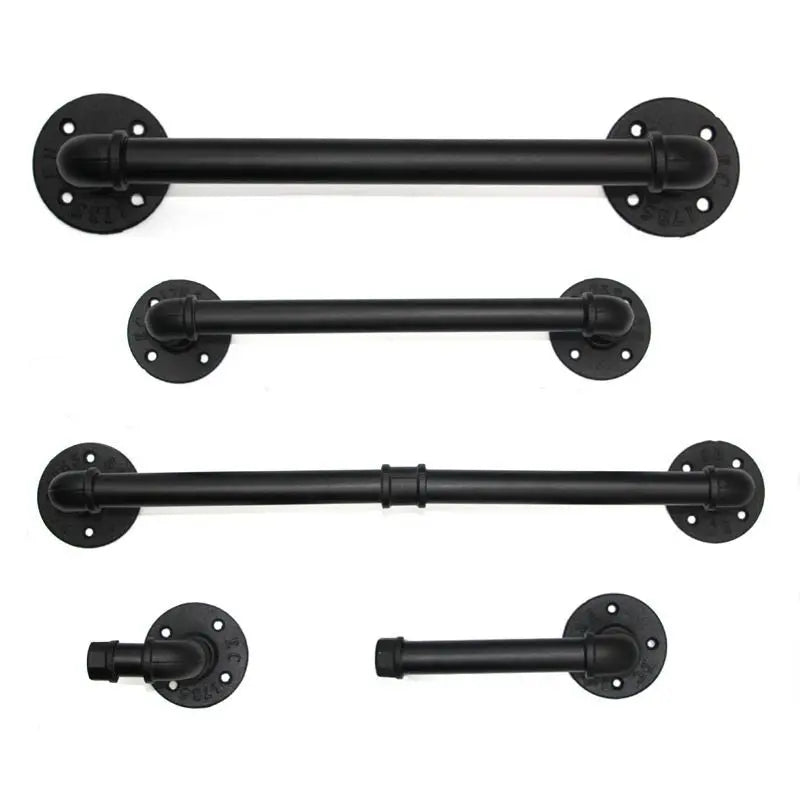 Industrial Style Plumbing Bronze 5 Pieces Bathroom Accessories Set with Paper Holder