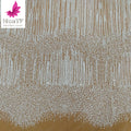 HY2926 Romantic New Nigeria Porcelain White Beads Lace Tulle Fabric With Pearl Fabric for Bridal Dress