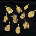 Wholesale Religious Jesus Piece Pendant 18K Gold Stainless Steel Egypt Pharaoh Charm Punk Lion Head Necklace Jewelry