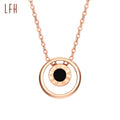 Wholesale 18k Real Pure Rose Gold Round Shell White Black 2 Side Pendant Necklace Saudi Gold Jewelry Pawnable 18k Real 18k Gold