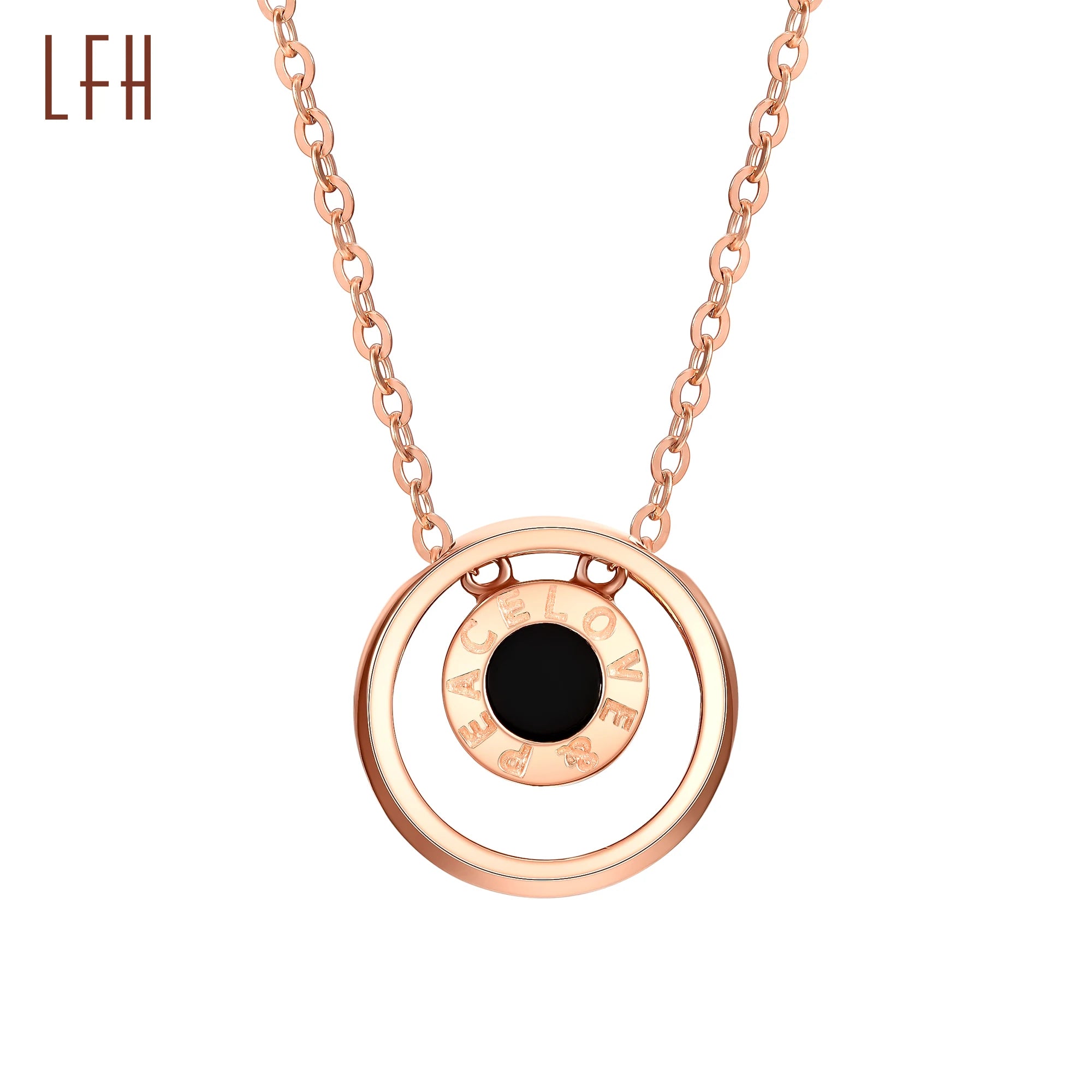 Wholesale 18k Real Pure Rose Gold Round Shell White Black 2 Side Pendant Necklace Saudi Gold Jewelry Pawnable 18k Real 18k Gold