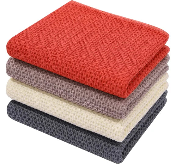 Top Selling 35cm*75cm Waffle Towels 100% Cotton Plain Fabric Waffle Tea Towel Cotton Cleaning Cloth
