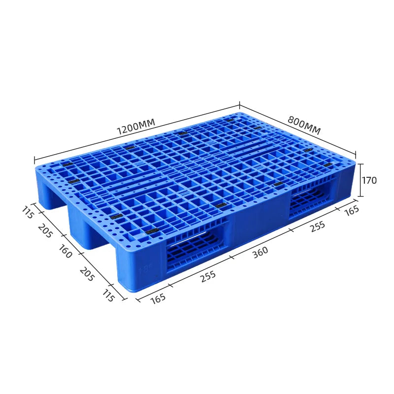 China's Hot Sale 3-Skids Blue HDPE Plastic Pallet Custom Made Economic European Grid Open Bottom Deck 4-Way Anti-Slip Storage