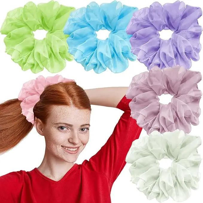 Wholesale 20cm Oversized Organza Scrunchies Fashion Hair Accessories Large Soft Elastic Hair Ponytail Holder for Women and Girls