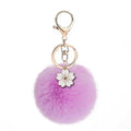Fashion Bauhinia Pom Pom Keyring Fuzzy Pink Fur Ball Puffball KeyChain Furry Furball Keyring Puff Ball Key Chains Plush Keychain