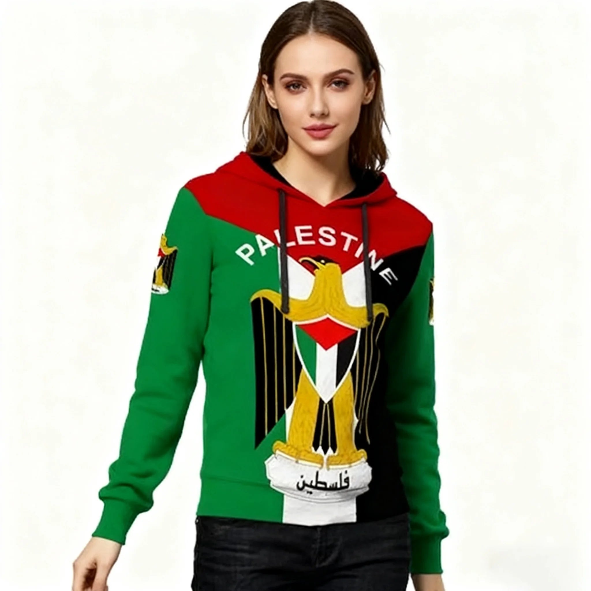 Fitspi Palestinian Flag Printed Unisex Hoodie Custom Casual Pullover Sweatshirt Supplier China