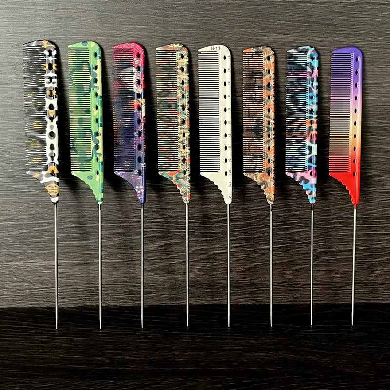 102 Hair Salon Hairdresser Steel Needle Pointed Tail Comb Hairstylist Combs Barber Shop Pro Styling Hairbrush Hair Cutting Comb