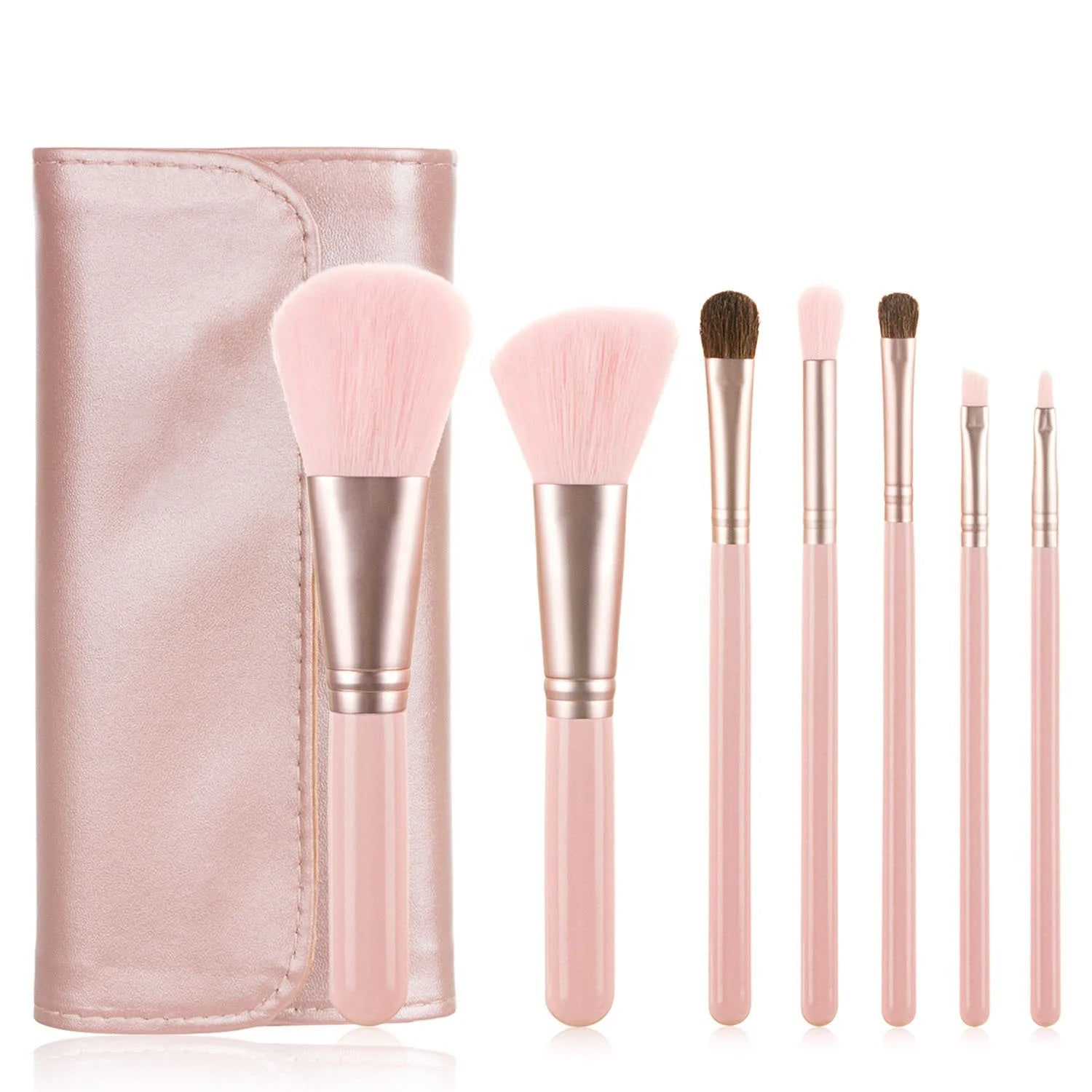 Luxury Wholesale 7pcs Pink Hair Pink Handle Makeup Brush Set with Storage Box