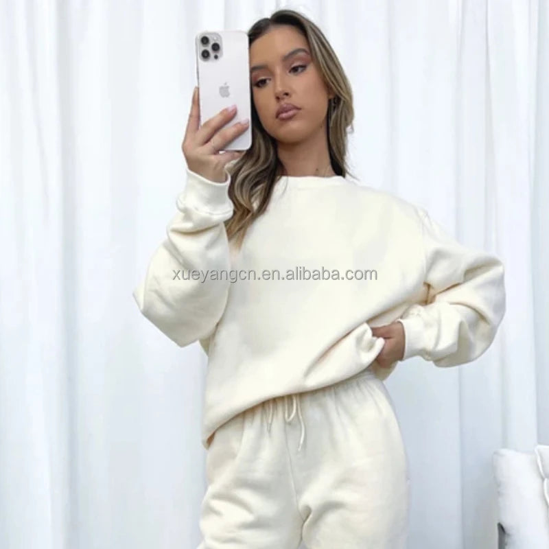 Women Autumn 2026 Hot Selling Vintage 3D Pattern Nylon/Cotton Hoodie Set Fleece Crop Top Sweatshirt Waterproof Breathable