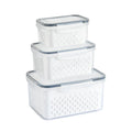 Transparent Food Storage Box with Drain Basket Three-piece Microwave Portable sealed Box with Lid Snap-on Food Storage Box