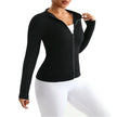 Custom Fitness Workout Shirt Slim Tracksuit Workout Top Women Zipper Jacket Activewear Seamless Long Sleeve Top for Women