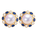 Wholesale 18K Gold Plated Freshwater Pearl Earrings with Zircon Elegant Women's Jewelry